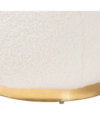 Baxton Studio Raelynn Modern and Contemporary Ivory Boucle Upholstered and Gold Metal Ottoman
