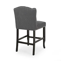 Set of 2 Wingback Counter Stools with Button-Tufted Back & Nailhead Accents-The Pop Home
