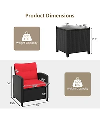 Gouun 3 Pieces Patio Furniture Set with Tempered Glass Table