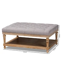 Baxton Studio Lindsey Modern and Rustic Grey Linen Fabric Upholstered and Greywashed Wood Cocktail Ottoman