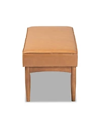 Baxton Studio Arvid Mid-Century Modern Tan Faux Leather Upholstered and Walnut Brown Finished Wood Dining Bench