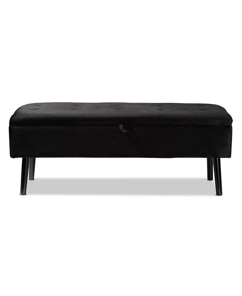 Baxton Studio Caine Modern and Contemporary Velvet Fabric Upholstered and Dark Brown Finished Wood Storage Bench