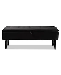 Baxton Studio Caine Modern and Contemporary Velvet Fabric Upholstered and Dark Brown Finished Wood Storage Bench
