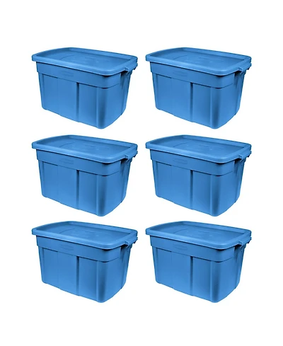 Rubbermaid Roughneck Tote 18 Gallon Storage Container, Heritage Blue (6 Pack)