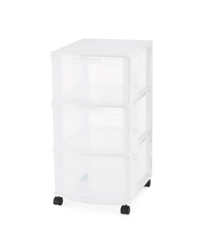 Gracious Living Classic 3 Drawer Organizer Plastic Storage Cart w/ Wheels, White