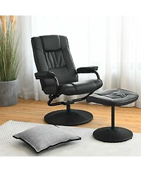 Gouun 360° Pvc Leather Swivel Recliner Chair with Ottoman