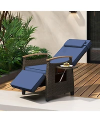 Gouun Patio Wicker Recliner Chair with Adjustable Backrest and Footrest
