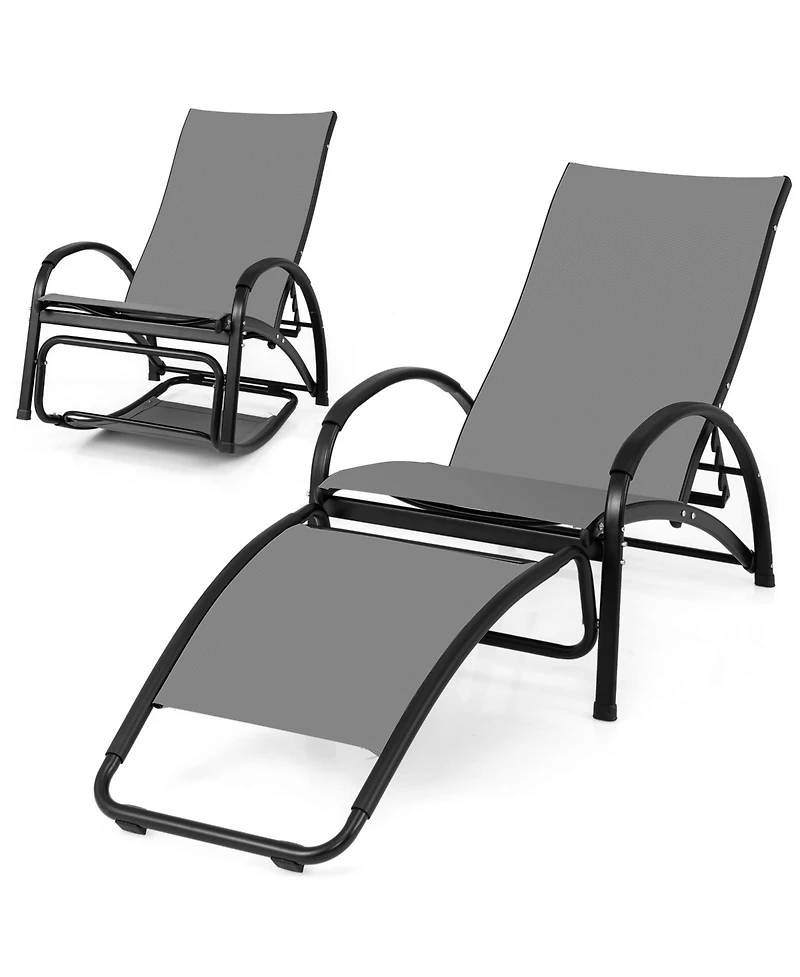 Gouun 2-in-1 Outdoor Rocking Chair with 4-Position Adjustable Backrest for Patio Porch Poolside