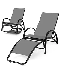 Gouun 2-in-1 Outdoor Rocking Chair with 4-Position Adjustable Backrest for Patio Porch Poolside
