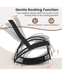 Gouun 2-in-1 Outdoor Rocking Chair with 4-Position Adjustable Backrest for Patio Porch Poolside