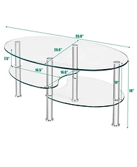 Gouun Tempered Glass Oval Side Table