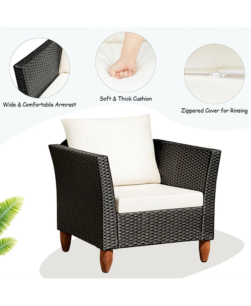 Gouun 3 Pieces Outdoor Patio Rattan Furniture Set with Table