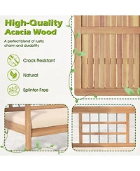 4 Piece Wood Patio Furniture with Armchairs Loveseat and Table-Off