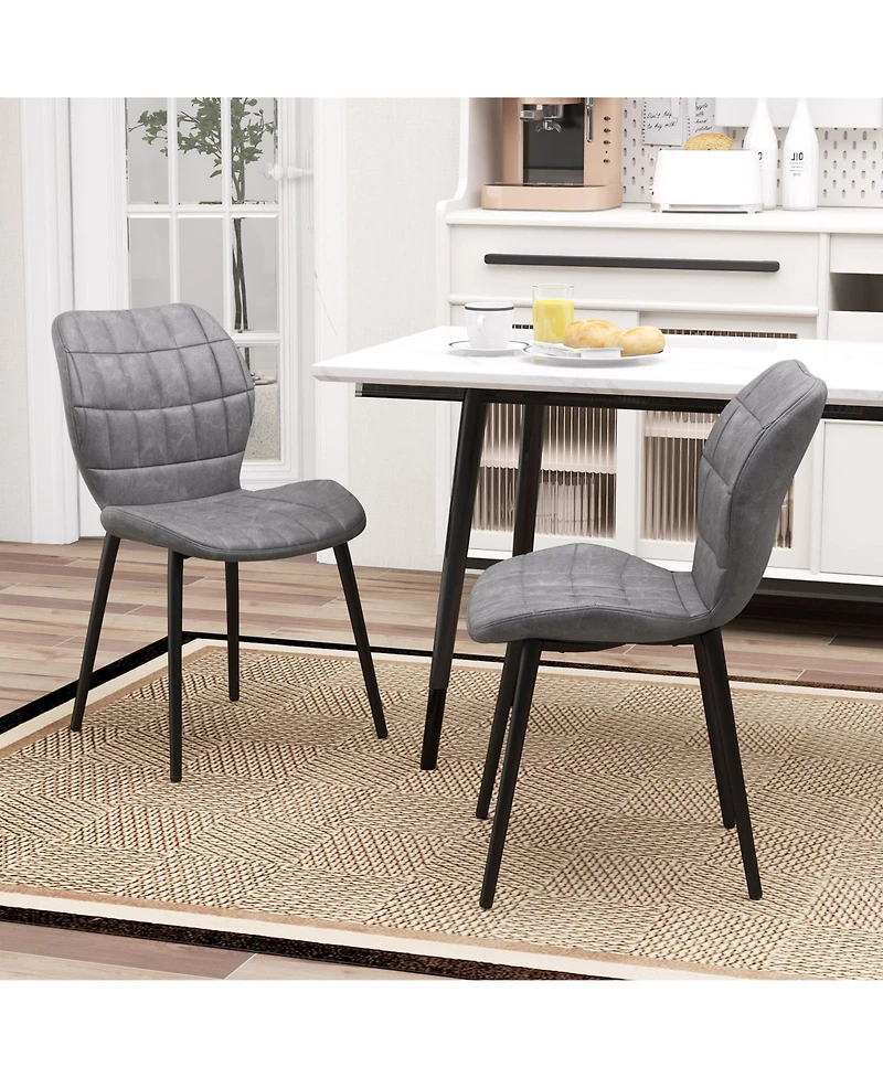 Gouun Dining Chairs Set of 2 with Padded Back Metal Legs and Adjustable Foot Pads