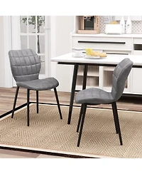 Gouun Dining Chairs Set of 2 with Padded Back Metal Legs and Adjustable Foot Pads