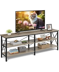 Wlive Tv Stand for 65 70 inch Entertainment Center with Storage Industrial Console Living Room Long 63" Cabinet Metal Frame