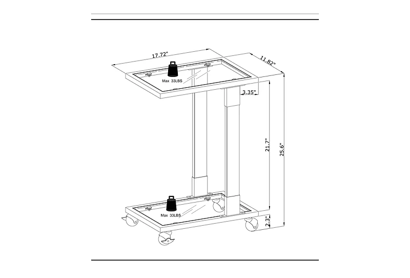 Lovmor 17.72"Golden Side Table, Acrylic Sofa Table, Glass Top C Shape Square Table with Metal Base for Living Room, Bedroom, Balcony Home and Office