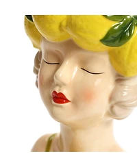 LuxenHome Lady Lemons Ceramic 11.6-Inch Tall Sculpture Vase