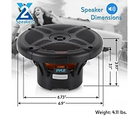 Pyle 6.5'' Waterproof Bluetooth Marine Speakers with Rf Streaming, 600W, Black