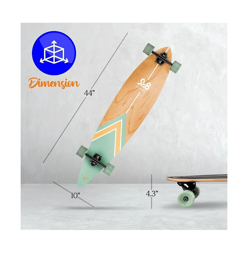 SereneLife 8" Canadian Maple Deck Skateboard, Mini Cruiser for All Ages (Green)