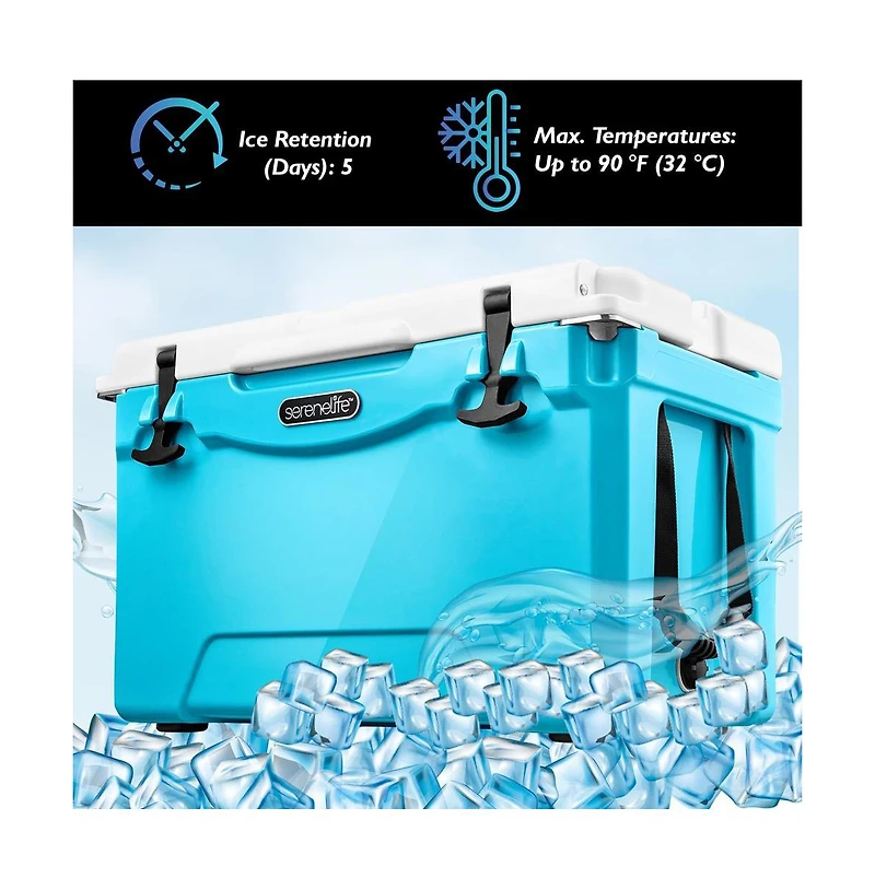 SereneLife 75-Quart Portable Cooler Box, Holds Up to 63 Cans