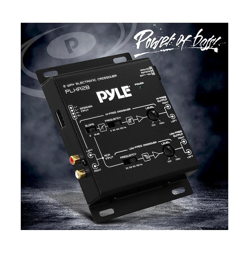 Pyle 2-Way Electronic Crossover - Independent High-Pass/Low-Pass Output, Compact, Black (PLXR2B)