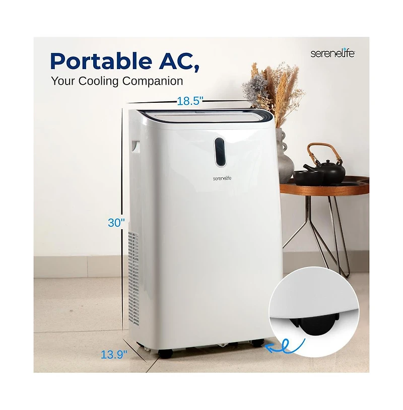 SereneLife Portable Air Conditioner, 14000 Btu, Dehumidifier & Fan Modes