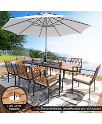 Acacia Wood Outdoor Furniture Set 9 Pieces Patio Dining Set with 8 Chairs