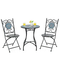 Gouun 3 Piece Patio Bistro Set with Mosaic Pattern