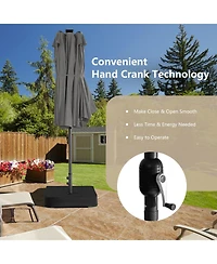 11 Pieces Patio Dining Set with 15 Feet Double-Sided Patio Umbrella and Base