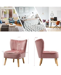 Gouun Modern Armless Velvet Accent Chair with Wood Legs