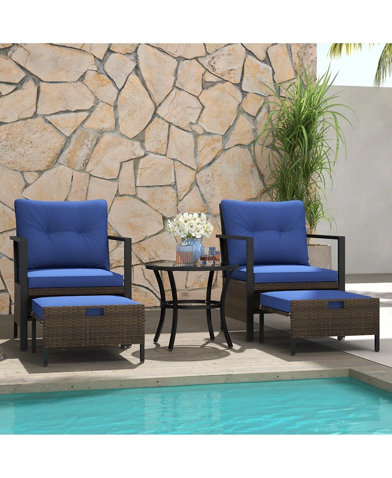 4 Piece Outdoor Furniture Set with Glass Topped Table