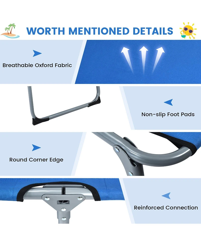 Gouun Folding Chaise Lounge Chair with Face Hole for Beach