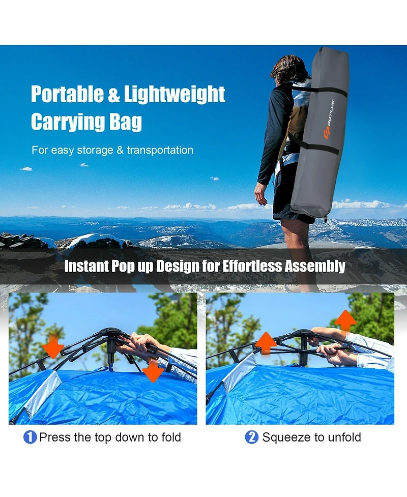 Gouun 2-in-1 4 Person Instant Pop-up Waterproof Camping Tent