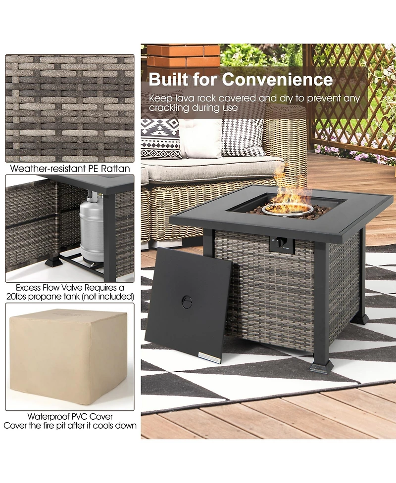 Outdoor 9 Pieces Patio Furniture Set with 50 000 Btu Propane Fire Pit Table