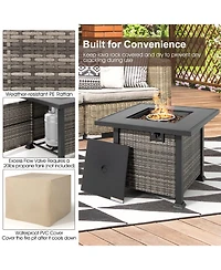 Outdoor 9 Pieces Patio Furniture Set with 50 000 Btu Propane Fire Pit Table