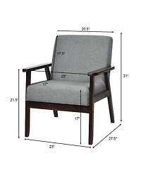 Gouun Solid Rubber Wood Fabric Accent Armchair