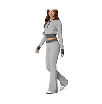 Edikted Womens Lei Contrast Knit Flared Pants