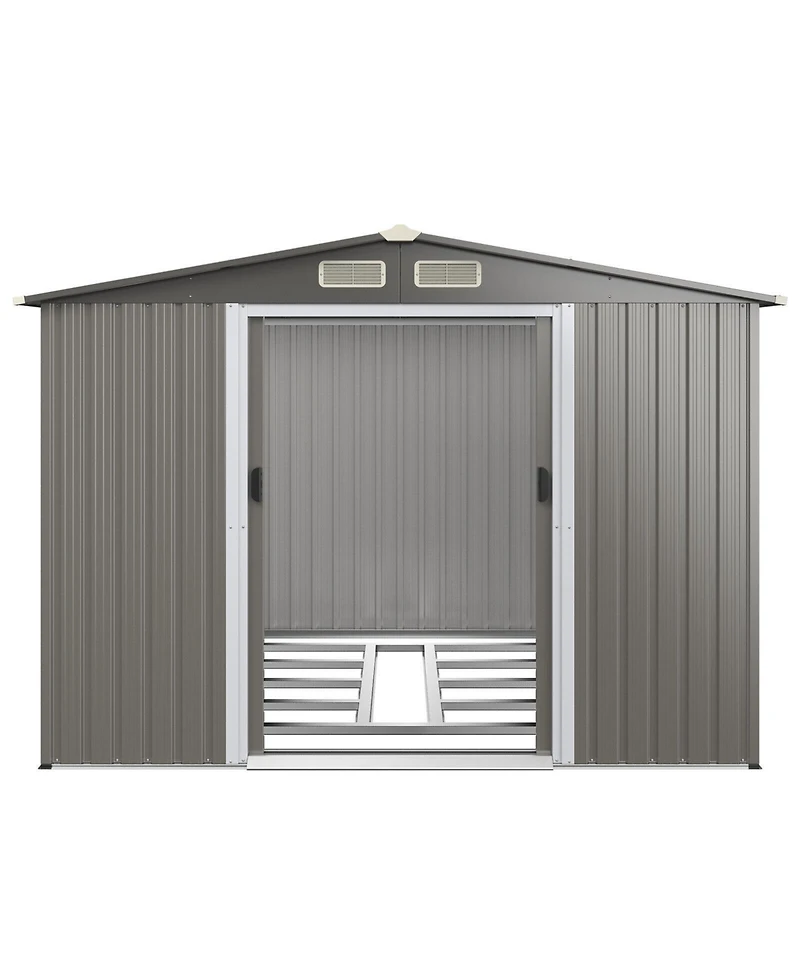 Gouun 8 x 6 Feet Galvanized Steel Storage Shed for Garden Yard