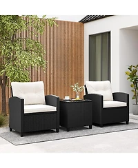 Gouun 3 Pieces Patio Furniture Set with Tempered Glass Table