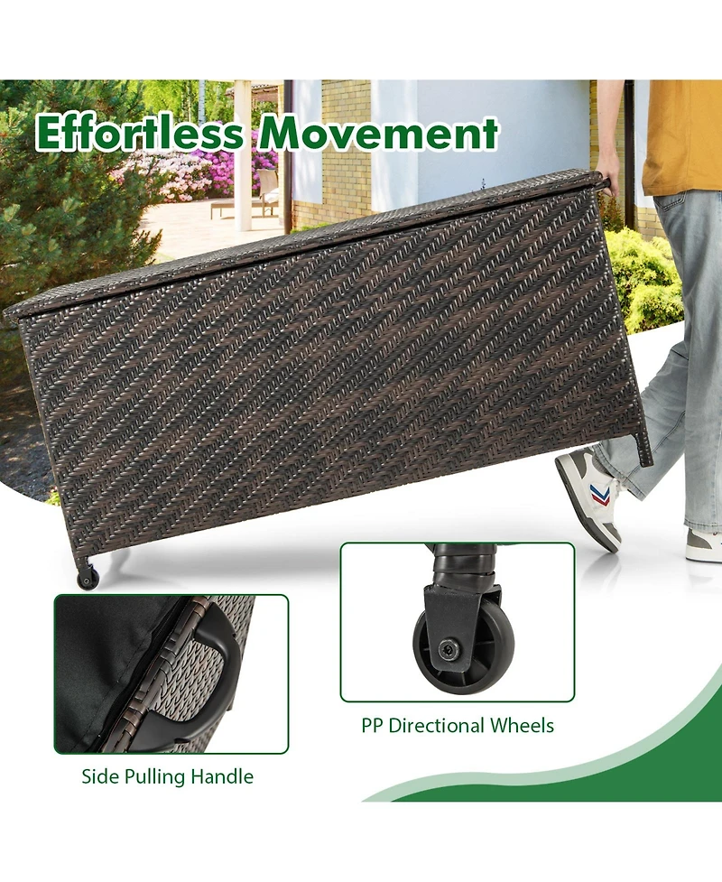 Gouun 85 Gallon Outdoor Storage Box with Removable Liner and Universal Wheels