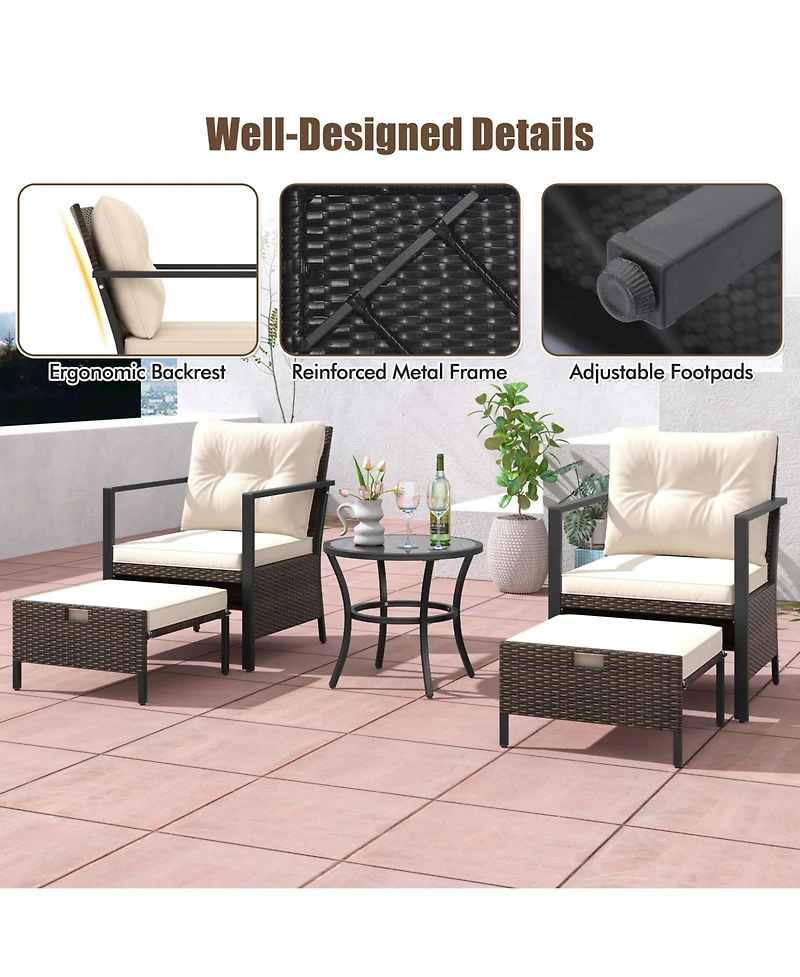 Gouun 4 Piece Outdoor Furniture Set with Glass Topped Table