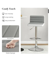 Gouun Set of 2 Adjustable Heights Barstool with Pu Leather