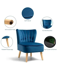 Gouun Armless Accent Chair Tufted Velvet Leisure Chair