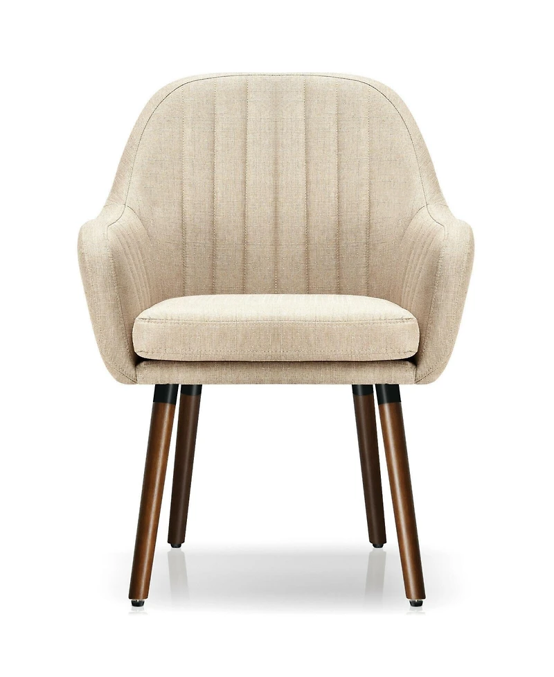 Gouun Set of 2 Fabric Upholstered Accent Chairs with Wooden Legs