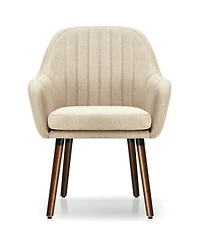 Gouun Set of 2 Fabric Upholstered Accent Chairs with Wooden Legs