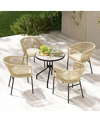 Gouun Patio Chairs Set of 4 with Curved Backrest and Seat Cushion for Patio