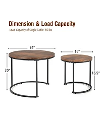 Gouun Set of 2 Modern Round Stacking Nesting Tables for Living Room