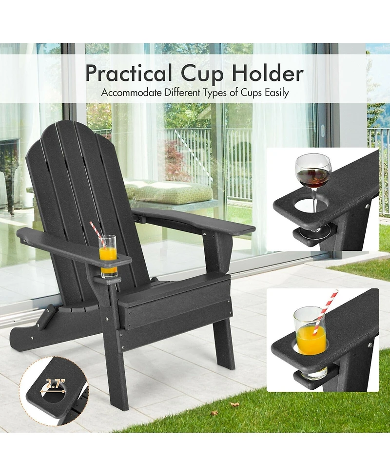 Gouun Foldable Weather Resistant Patio Chair with Built-in Cup Holder