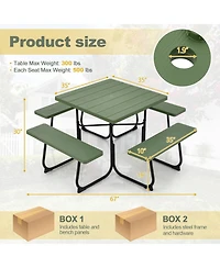 Outdoor Picnic Table with 4 Benches and Umbrella Hole